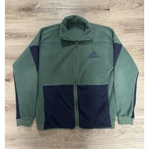 Adidas Fleece Streetwear Zip Up Green Navy 2022‎ Modern NWOT